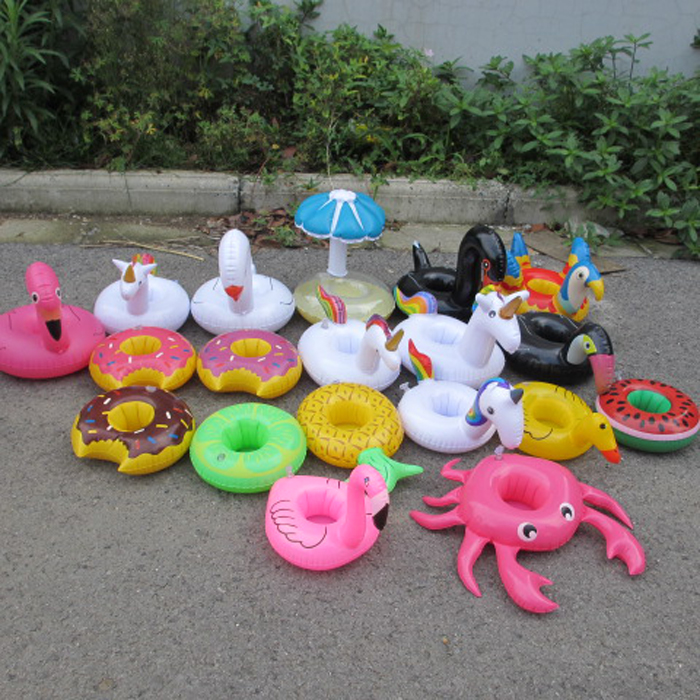 New inflatable unicorn cup seat Fire Birds Cup Mat Watermelon cup Inflatable Swan Cup Mat Water Supplies