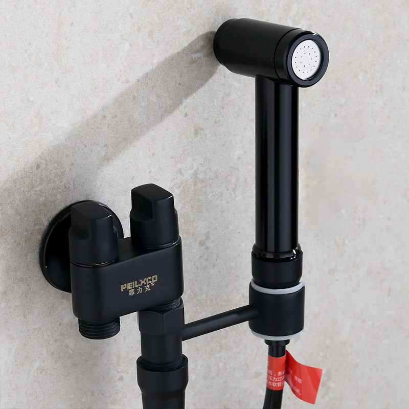 Dric MAKEUP ROOM TOILET MATE FLUSH SPRAY GUN BLACK FREE PRESS BOOSTER TAP BATHROOM BALCONY CLEAN SPRAY HEAD