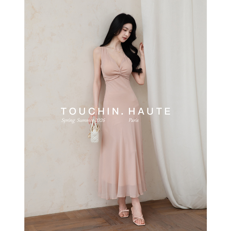 Touchin Haute Love Flows 1Oo Rayon V-Neck Twist Retro Waist-Slimming Elegant Dress for Women