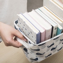 Poetry color small fresh cotton and linen storage basket Desktop debris storage box Fabric with handle basket