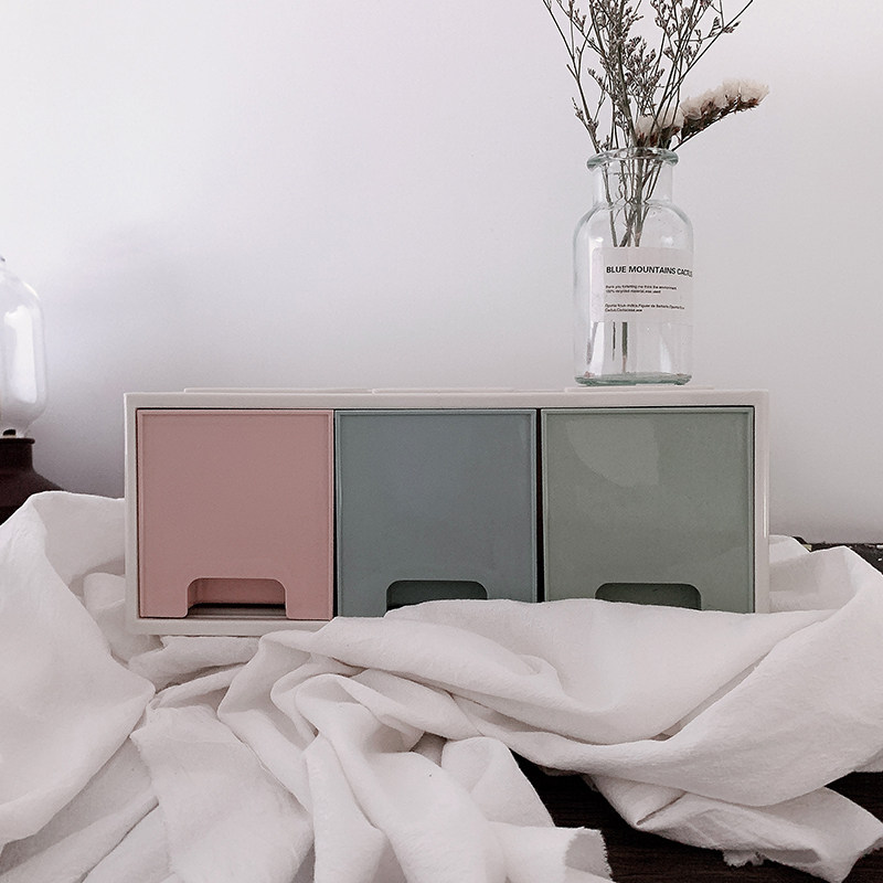 Stationery Accommodating Box Drawer type Three drawing boxes Desktop Students Stationery adhesive tapes Brush Fine Art Raw Containing Boxes