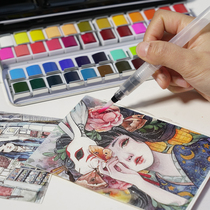 Poetry Color 48 Color Pure Color Solid Water Color Iron Box Suit Professional Fine Art Raw Paint Portable Drawing Material Painting Tool