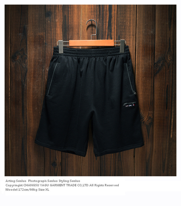Quần short cotton 5 điểm thể thao nam mùa hè cộng với phân bón XL có khóa kéo quần 5 quần chất béo quần lót nam