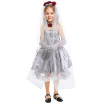 Halloween Childrens Costume Girls cosplay Ghost Brides Dress Kindergarten Performance Costume