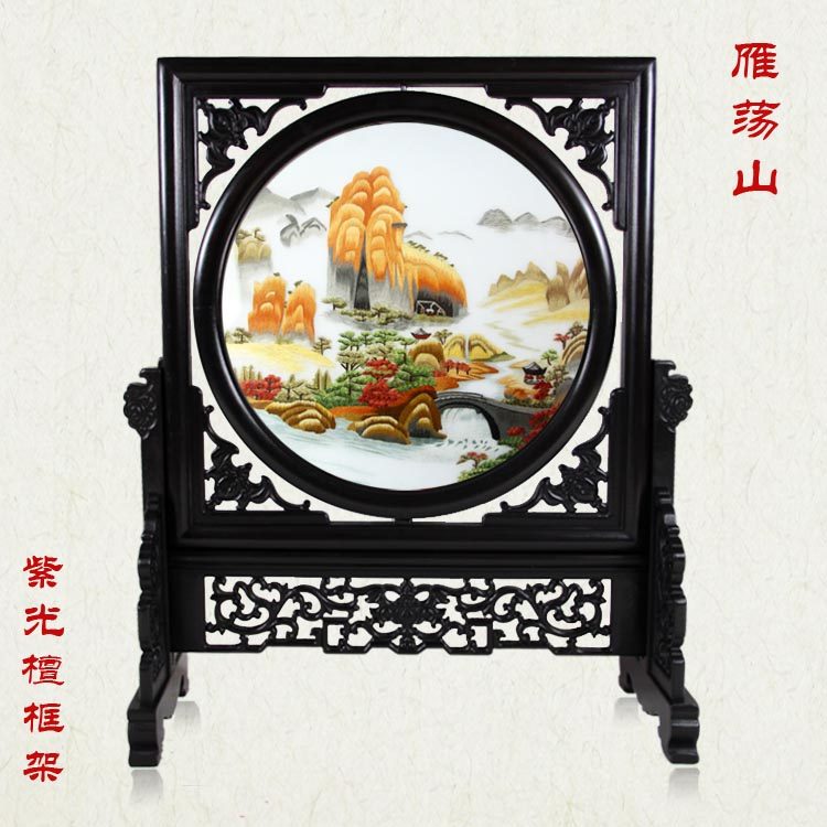 Au Embroidered Zhejiang Wenzhou Yanshan Mountain Ethnic Featured Products Old Foreign Like Panda Handmade Embroidered bifacial embroidered pendulum pieces