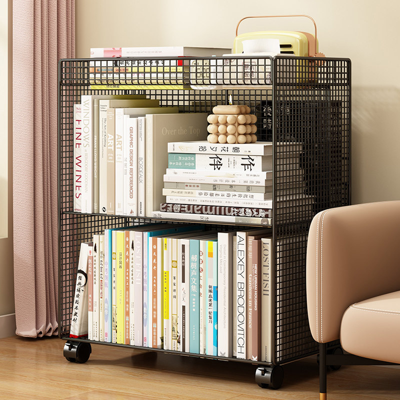 tủ sách phòng khách Giá sách dưới gầm bàn, kệ sàn, bên cạnh giá sách nhỏ hai mặt, giá lưu trữ sách có thể tháo rời với xe đẩy có bánh xe bàn làm việc kèm giá sách ke sach