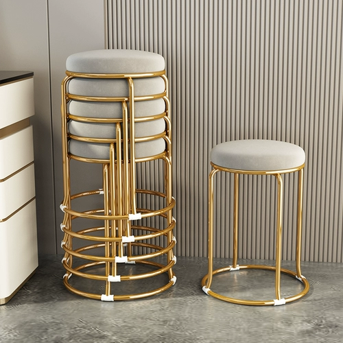 Легкий роскошный маленький стул Домохозяйственная сеть Красная Круглый стул гостиная спальня для спальни столовой столовой можно сложить и хранить запасную скамейку