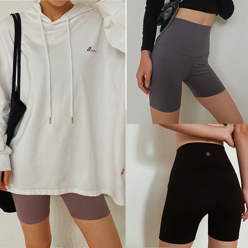 Thể thao Thể hình Khỏa thân Không che khuất Quần short eo cao Nữ mùa hè Đàn hồi cao Slim Slim Quần legging ba điểm Quần an toàn - Quần tây thường