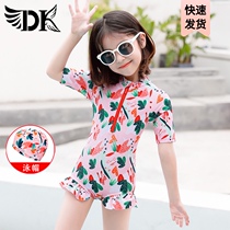 DK childrens swimsuit Girls one-piece cute little princess girls middle and small children quick-drying fashion student hot spring swimsuit