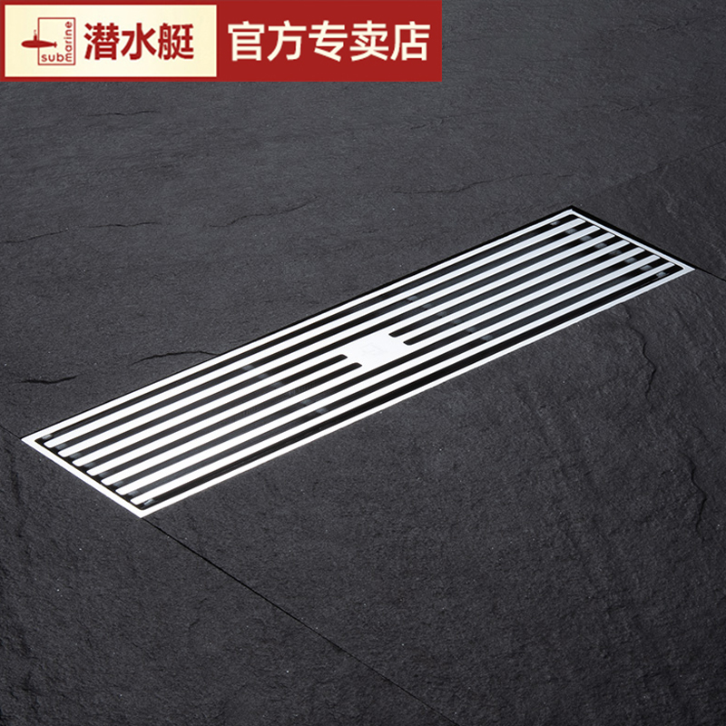 Diving Boat Full Copper Rectangular Floor Drain Large Displacement Deodorant Makeup Room Long Strip Official Flagship Store Officer Net