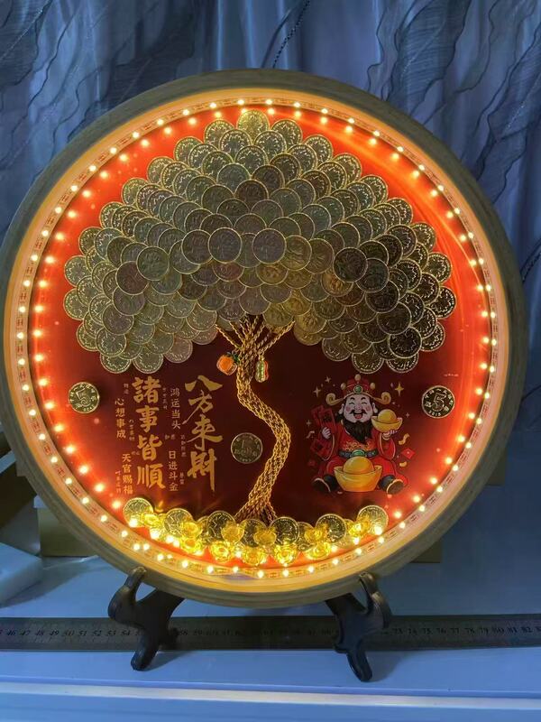 Money Comes from All Directions 5-Cent Coin Money Tree Photo Frame Handmade DIY Material Kit Desktop Fortune-Attracting Ornament Birthday Gift