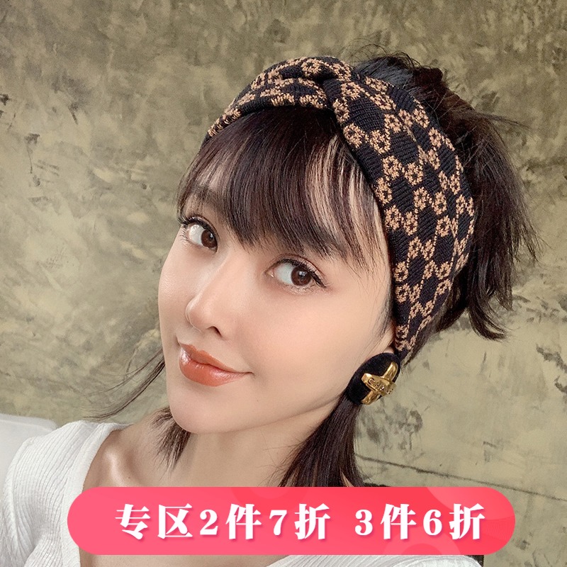 RU designer big card sensation brief atmosphere trendy knit hair with Korean elastic warm hair line head with headwear