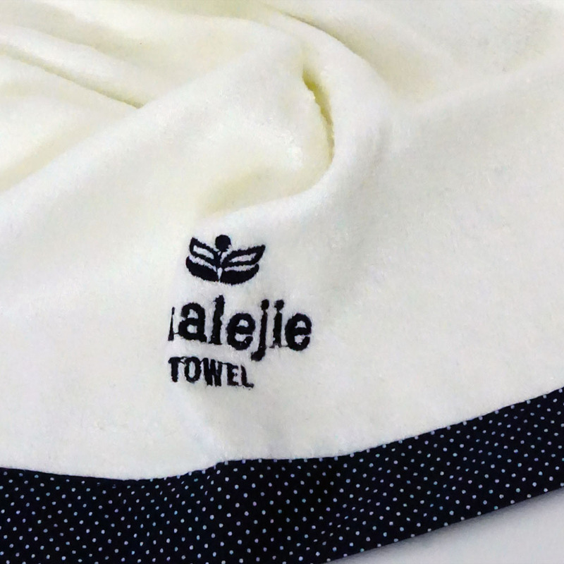 Hua Le Absorbent Bamboo Fiber Korean Polka Dot Edge Embroidered Towel Face Towel Couple Beauty Towel