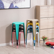 Modern minimalist fashion small stool home dining chair stacking creative bench thickened plastic square stool restaurant waiting chair