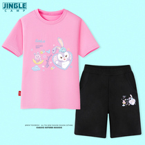 Girls Short Sleeve Short Short Short Short Short Kids Lingnabel Star Delu Children T-Shirt for Large Childrens Summer Clothes