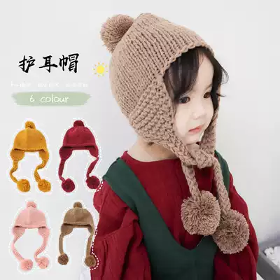 Baby hat winter ear protection wool hat for men and women children knitted cap warm hand hat spring and autumn Korean tide