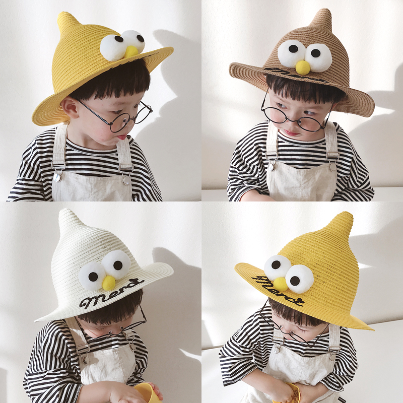 Children's cool hat boy fisherman hat girl baby hat summer boy thin section sunshade sunscreen baby straw hat