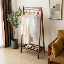 North American black walnut coat rack oak log color coat rack bedroom living room entry shoe cabinet rack