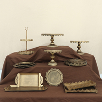 Special European retro golden dessert table display stand wedding decoration set-up set afternoon tea snack cake plate