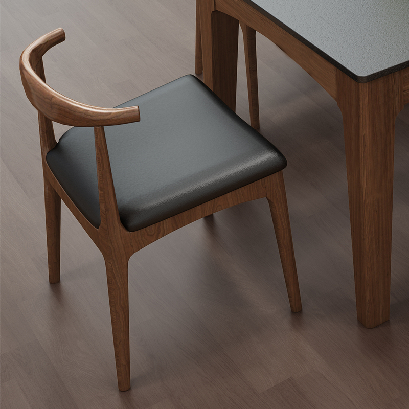 Nordic White Wax Wood Bull Corner Chair Modern Simple Solid Wood Chair Combined Walnuts desk chair (not only for sale)