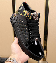 European Station Grand Shoe Shoes High Bunch Shoes Men White Casual Leather Leather Leather Rivets Fall Beauty Duesha Inglén Tide Cards