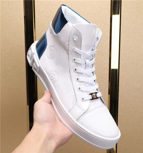 European station 2020 new high - tube shoes men Medusa compressed leather tie with color color color color color color - color - colored style and high - band white shoes