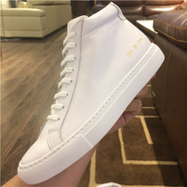 European Station Common Flat Head High Help Small white shoes Male lovers Genuine Leather Head Layer Bull Leather Flat-bottomed High Bonboard Shoe Tide