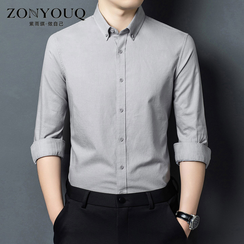 Long-Sleeved Shirt for Men 2026 Autumn New Style Business Casual Professional Formal Wear Solid Color Shirt Solid Color Workwear Top Long-Sleeved Shirt for Men 2026 Autumn New Style Business Casual Professional Formal Wear Solid Color Shirt Solid Color Workwear Top