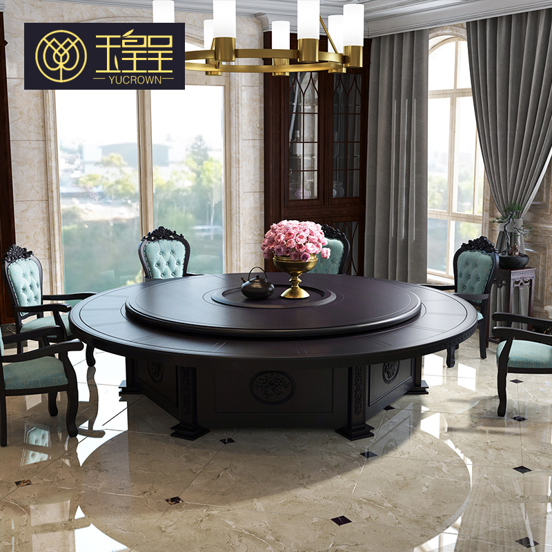 Jade Royar Presents Hotel Electric Dining Table Big Round Table 20 People Place Hotpot Table Modern Hotel Electric Round Table Turntable Table