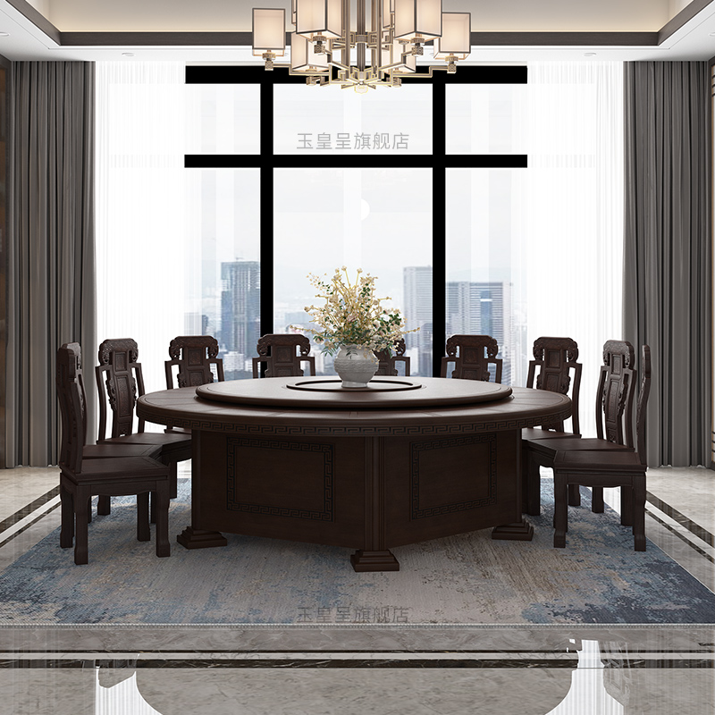 Jade emperor presents hotel table electric big round table modern minimalist hotel big round table 20 people automatic hotpot combined table