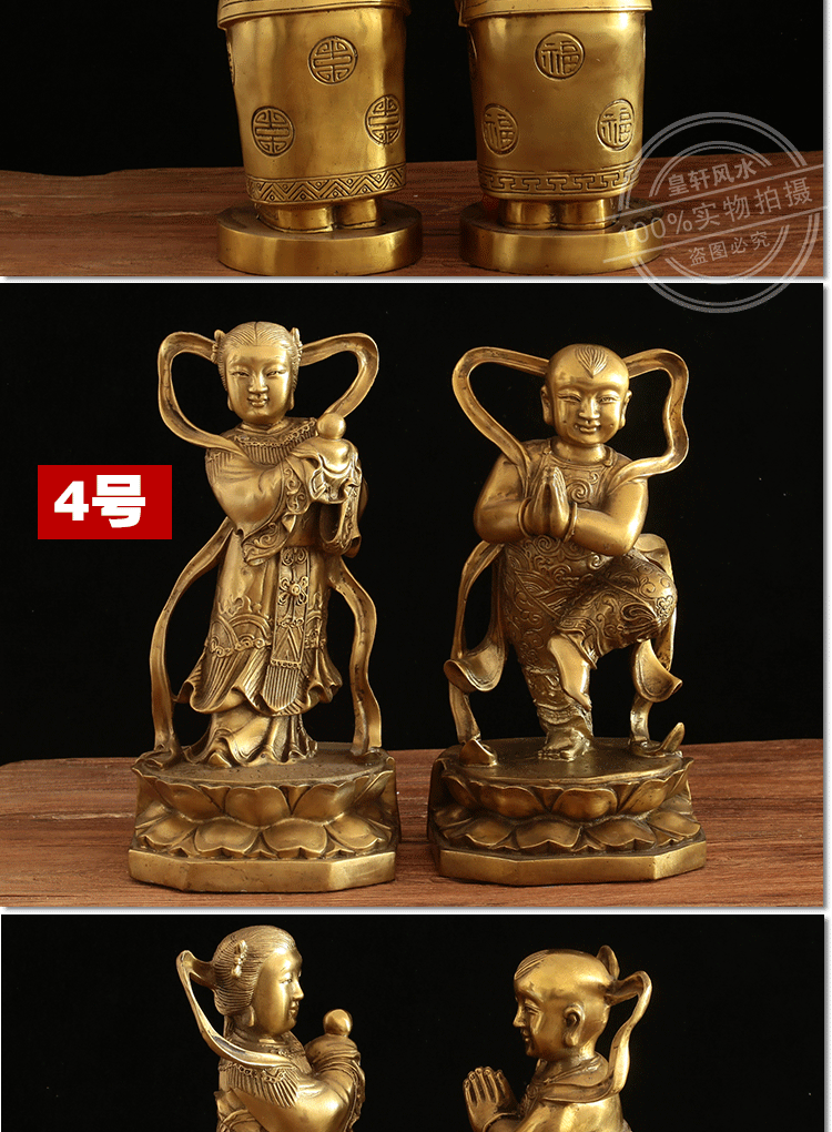 Khai trương đồng nguyên chất, trai vàng, tượng phật nữ, trai lớn Trung Quốc, trai, gái, tặng tiền, một cặp đồ trang trí phong thủy decor nhà