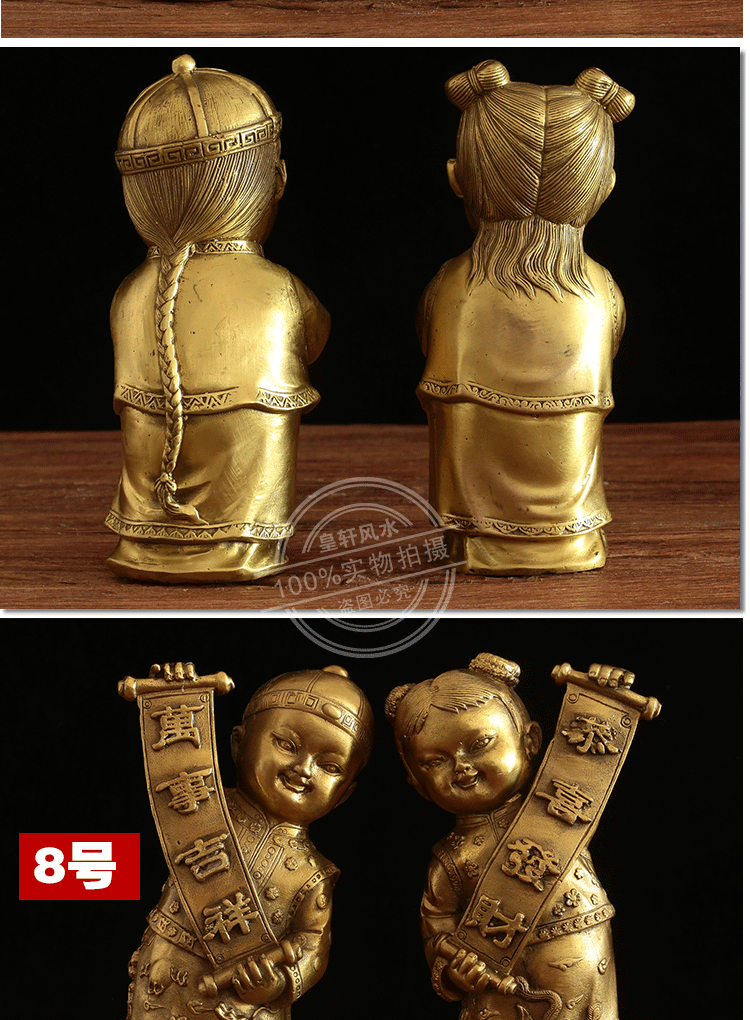 Khai trương đồng nguyên chất, trai vàng, tượng phật nữ, trai lớn Trung Quốc, trai, gái, tặng tiền, một cặp đồ trang trí phong thủy decor nhà