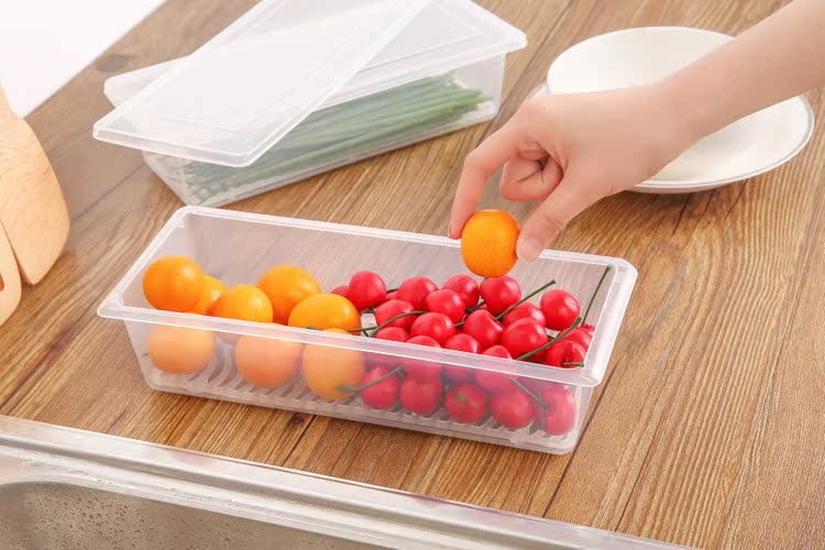 Tủ lạnh hộ gia đình hộp lưu trữ hộp lưu trữ thực phẩm hình chữ nhật với rau nhà bếp cung cấp trái cây lưu trữ với nắp hộp o - Đồ bảo quản hộp thủy tinh lock&lock