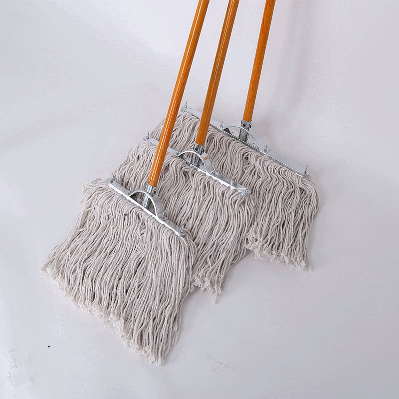 Iron Frame Wood Stem Mop Cotton Thread Home Old Mound Cloth Dust Removal Mop Mop Factory Property Water Suction Common Large Size Mop