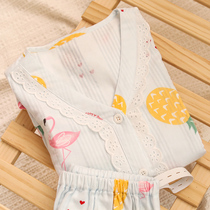 Monthly clothing Summer gauze thin maternity nursing pajamas Spring and autumn pure cotton postpartum women July 8 hospitalization home clothes