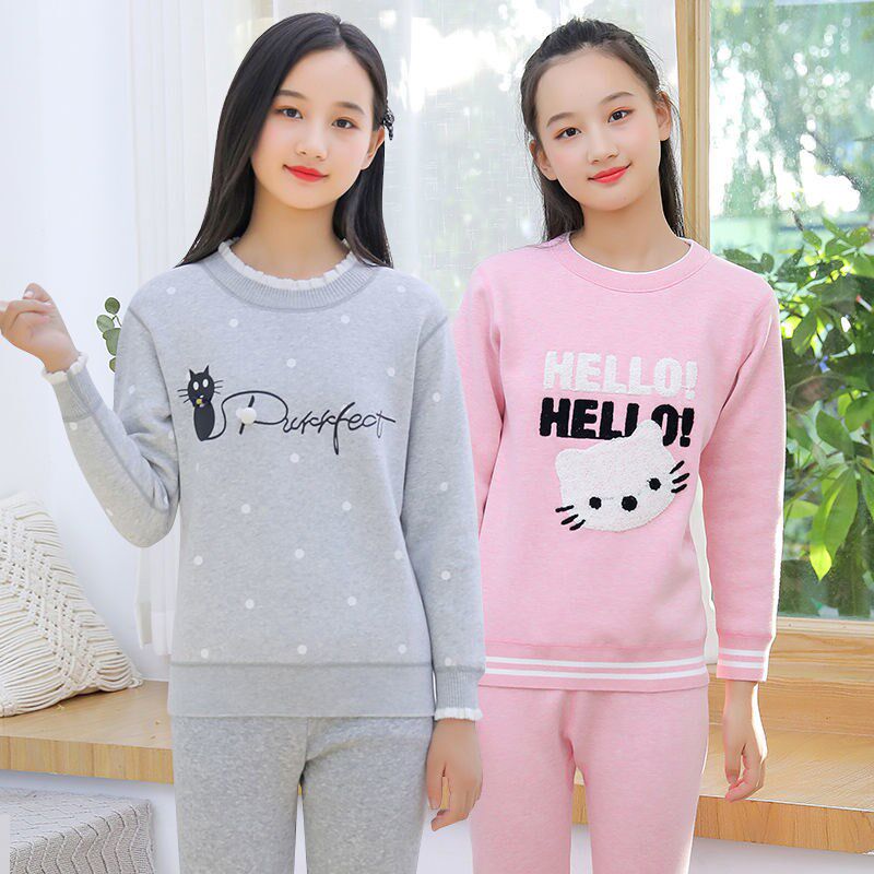 Glint Thickened Thermal Underwear Cotton Suit Blouses Lady Autumn winter students CUHK Teenage Girl Autumn Clothes Sanitary Pants