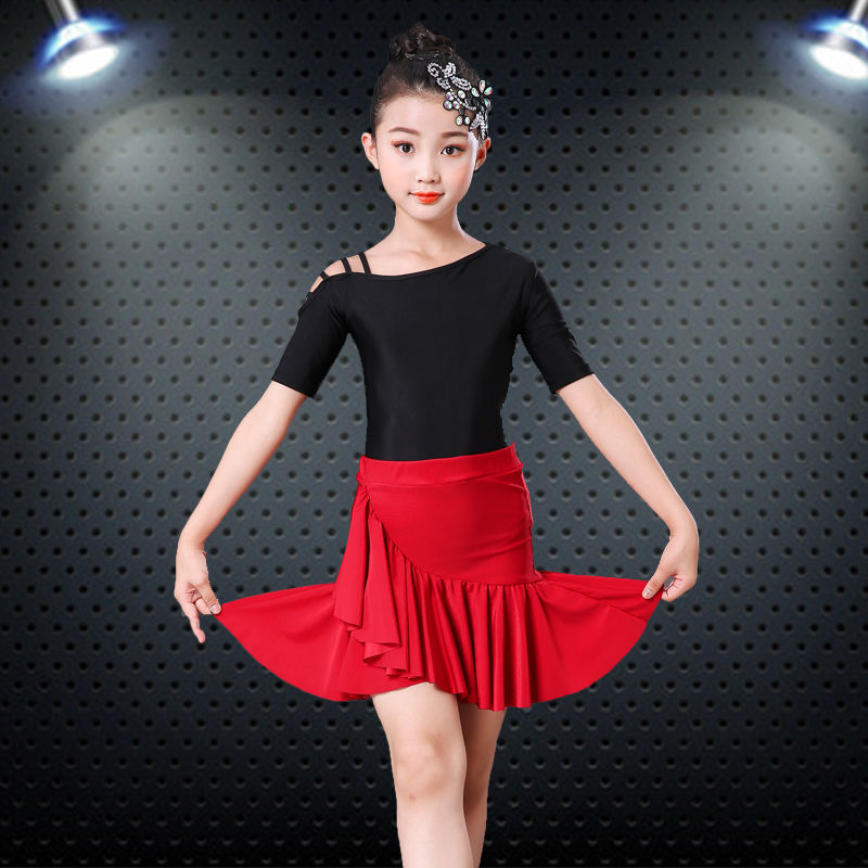 Children Latin dance dress Girls Latin dance dress Early childhood Competition Dance suit Girls Professional practice Merit Short sleeves Summer