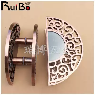 Aluminum carved antique copper gate semi-round door handle glass door bright Hotel KTV luxury
