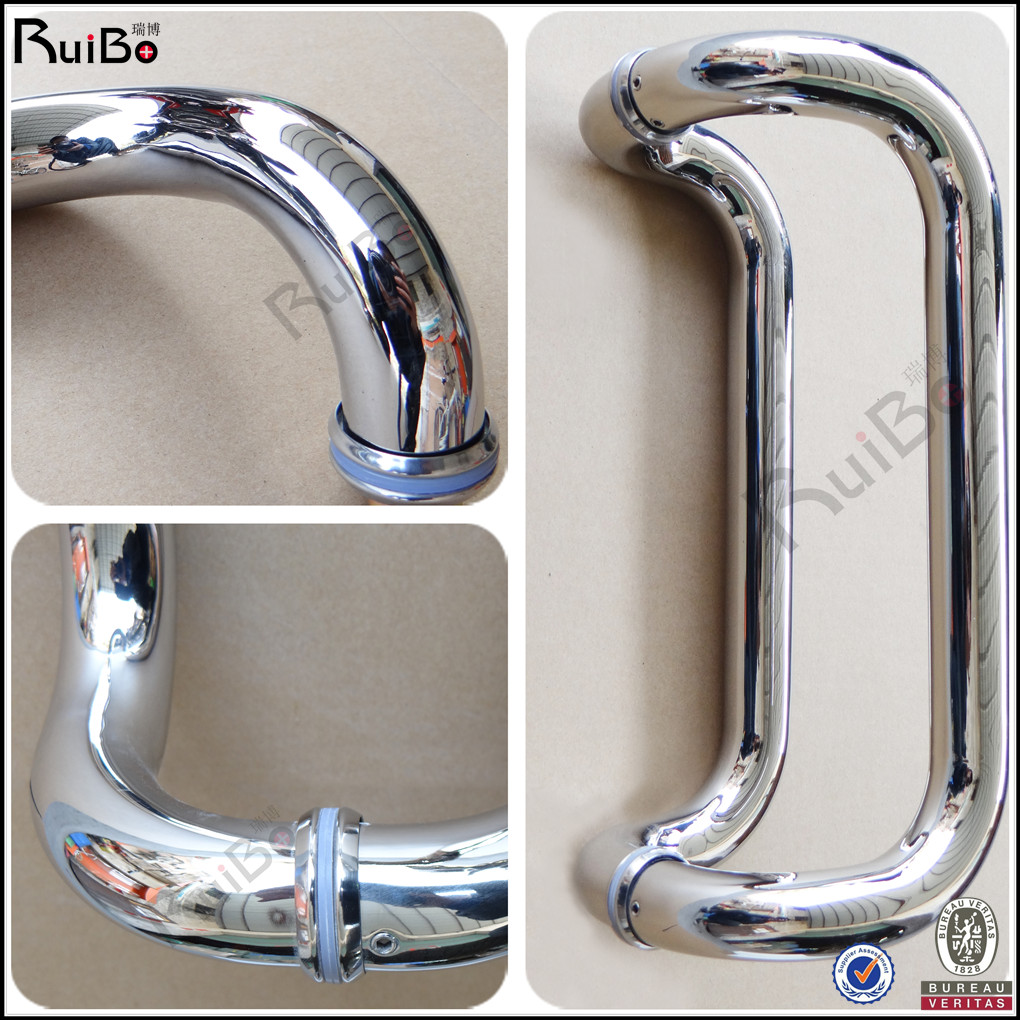 Minimun stainless steel glass door double bend bright light gate with frame door moving door wooden door handle bathroom door handle side pull-Taobao