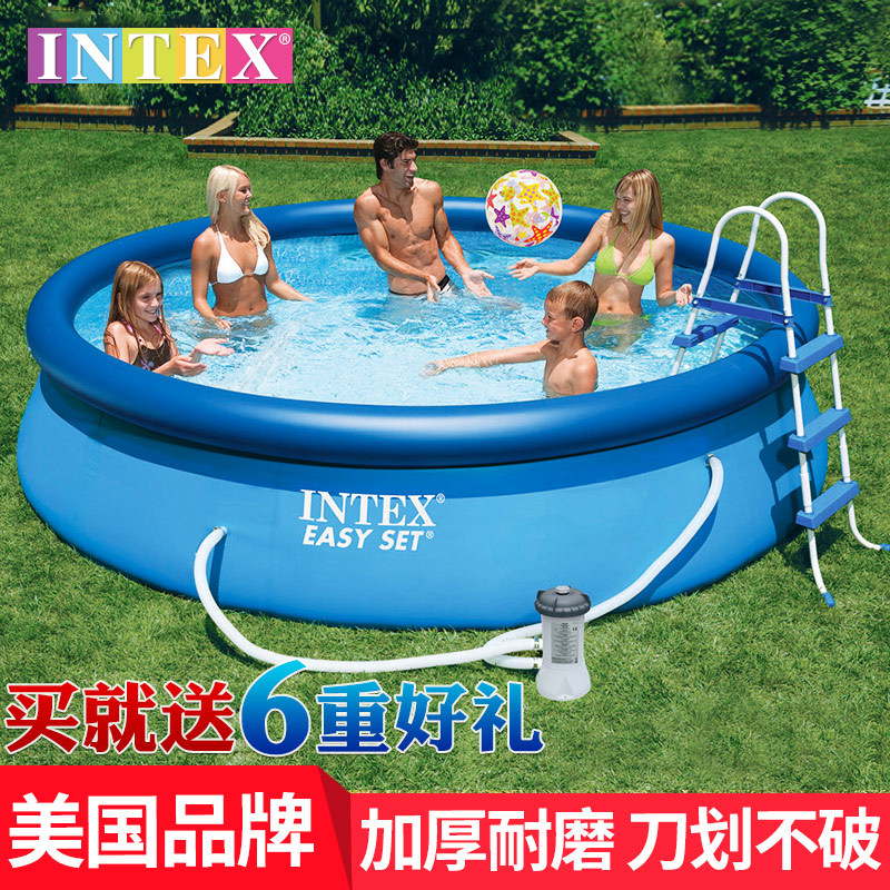 INTEX pool plus high family swimming pool 28120 thickened children swimming pool Adult swimming pool 244 * 76