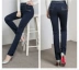 Cộng với quần jean nữ cạp cao, quần lửng ống suông 40 tuổi 50 Quần mẹ trung niên cỡ lớn Quần nữ trung niên thu đông Cộng với kích thước quần áo