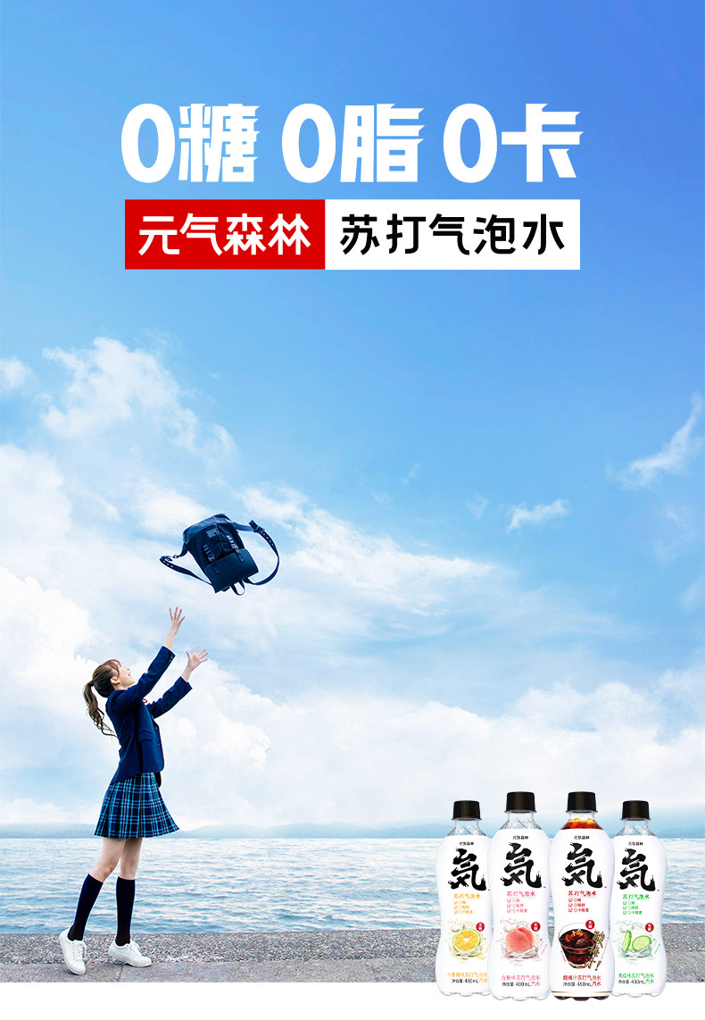 元気森林 0糖0脂0卡 苏打气泡水饮料 480ml*12瓶 图1