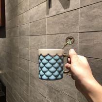 Starbucks 2019 new Cup 340ml marine fish scale pattern mug stick set ceramic water Cup