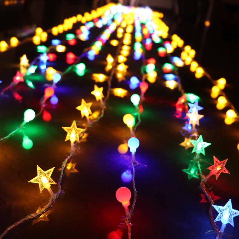 Lantern Ball light string flash light starry net red light decoration household girl room decoration Bedroom decoration star light