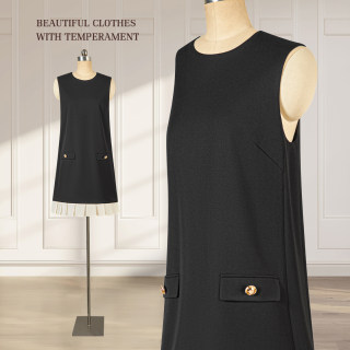 Hepburn-Style Black Dress for Women 2026 Spring and Summer New High-End A-Line Little Black Dress Sleeveless Suit Vest Dress