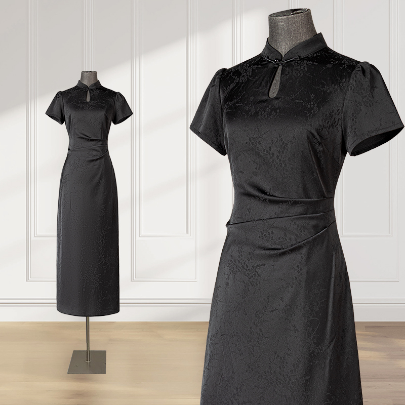 New Chinese-Style Black Dress for Women, Summer Chinese-Style Improved Cheongsam Dress, Suitable for Everyday Wear, Little Black Dress New Chinese-Style Black Dress for Women, Summer Chinese-Style Improved Cheongsam Dress, Suitable for Everyday Wear, Little Black Dress