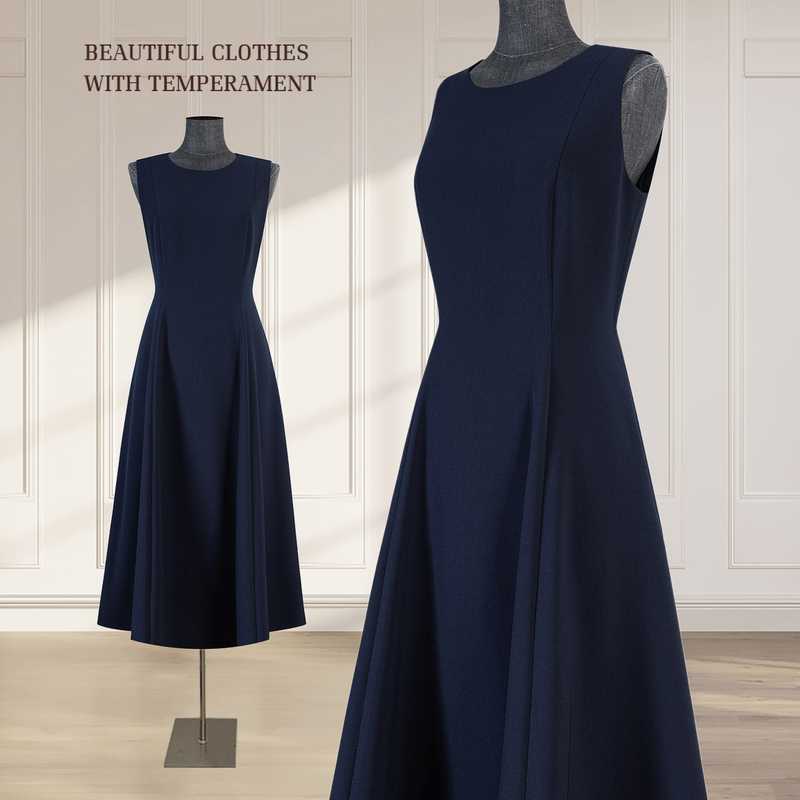 French-Style Navy Blue Dress, Summer and Autumn 2026 New Model, High-End Commuter Style, Elegant Long Dress, Sleeveless Tank Dress French-Style Navy Blue Dress, Summer and Autumn 2026 New Model, High-End Commuter Style, Elegant Long Dress, Sleeveless Tank Dress