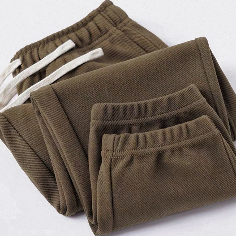350g Brown Spring/Summer Twill Jogger Sweatpants Solid Color Sports Casual Long Pants Textured Drape Loose Fit Unisex