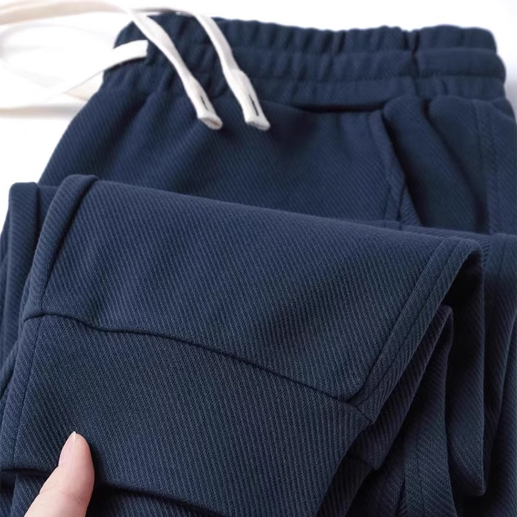 A Pair of Super Comfortable Pants! Navy Blue 300g Twill Sweatpants, Spring and Summer Jogger Pants, Unisex Loose-Fit Sports Pants