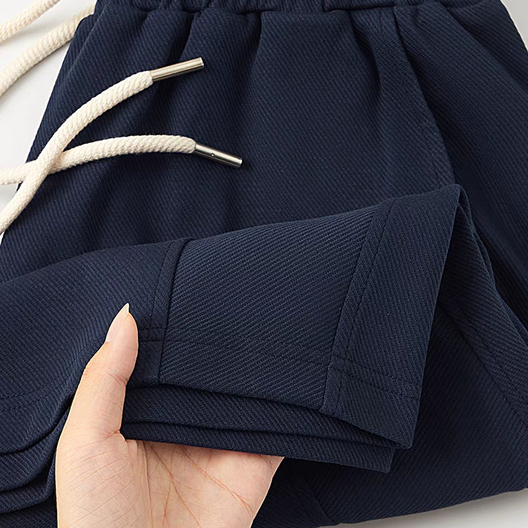 Whitening Effect, Suitable for Everyone! Navy Blue Thin Twill Patchwork Shorts for Men, Solid Color American Classic Style Sports Shorts